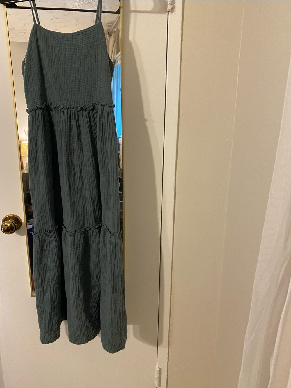 Neuflora Teal Tiered Maxi Dress with Spaghetti Straps